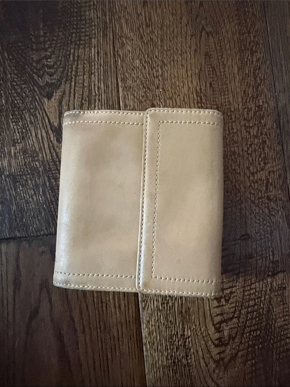 COACH Leather Wallet with Silver Buckle - Beige